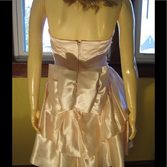 VTG 80s PROM QUEEN Pink Satin Ruffle Party Minidress ZUM ZUM - Picture 6 of 7